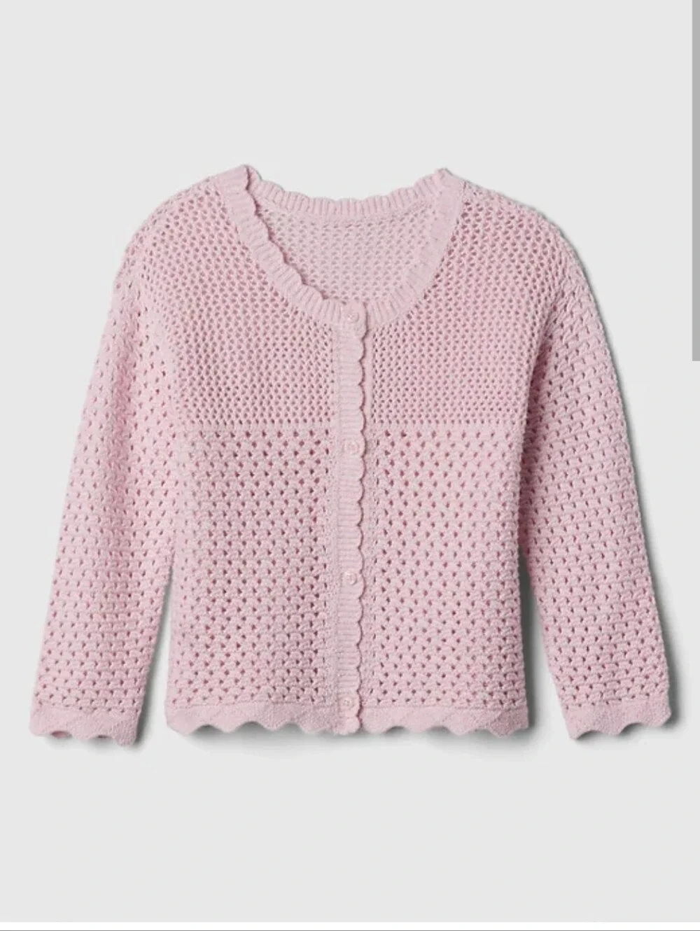 Gap Baby Pink Crochet Knit Button Up Sweater Size 18-24 Months